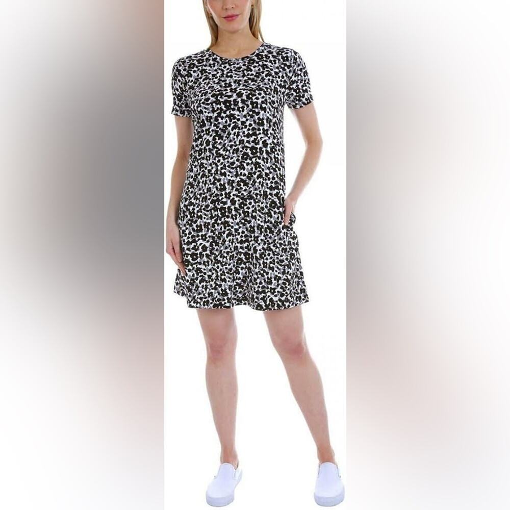 ELLEN TRACY Pima Cotton Dress Triumph Gray Animal Print Size XXL b67